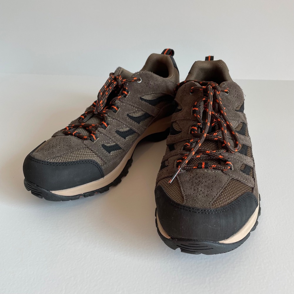 Columbia Mens BI4595-208 Trail Hiking Shoes Brown Orange Accents Size 11W Wide